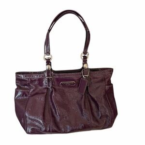 Coach Madison Gallery Glossy Patent Shoulder Bag Tote in Plum Y2K Vintage EUC